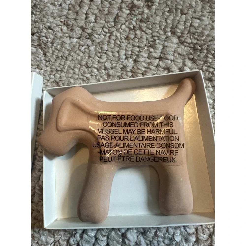 Glazed Terracotta Puppy Love Dog Trinket Tray Jewelry Dish‎ NIB